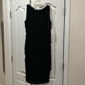 Bailey 44 L black lace over black sheets dress midi nwt slimming style like new